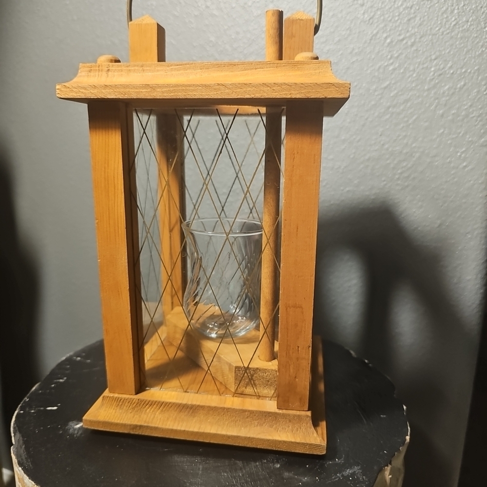 Rustic Wooden Lantern Candle Holder